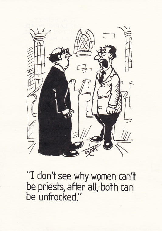 Women Priests. Original Hand Drawn Cartoon Drawing