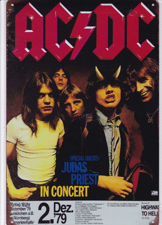ACDC at Nurnberg Germany Vintage Metal Sign