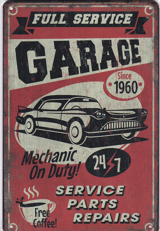 Full Service Garage Vintage Metal Sign
