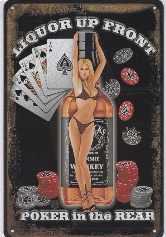 Liquor up Front Vintage Metal Sign