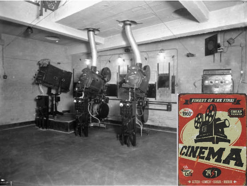 24/7 Cinema Vintage Metal Sign
