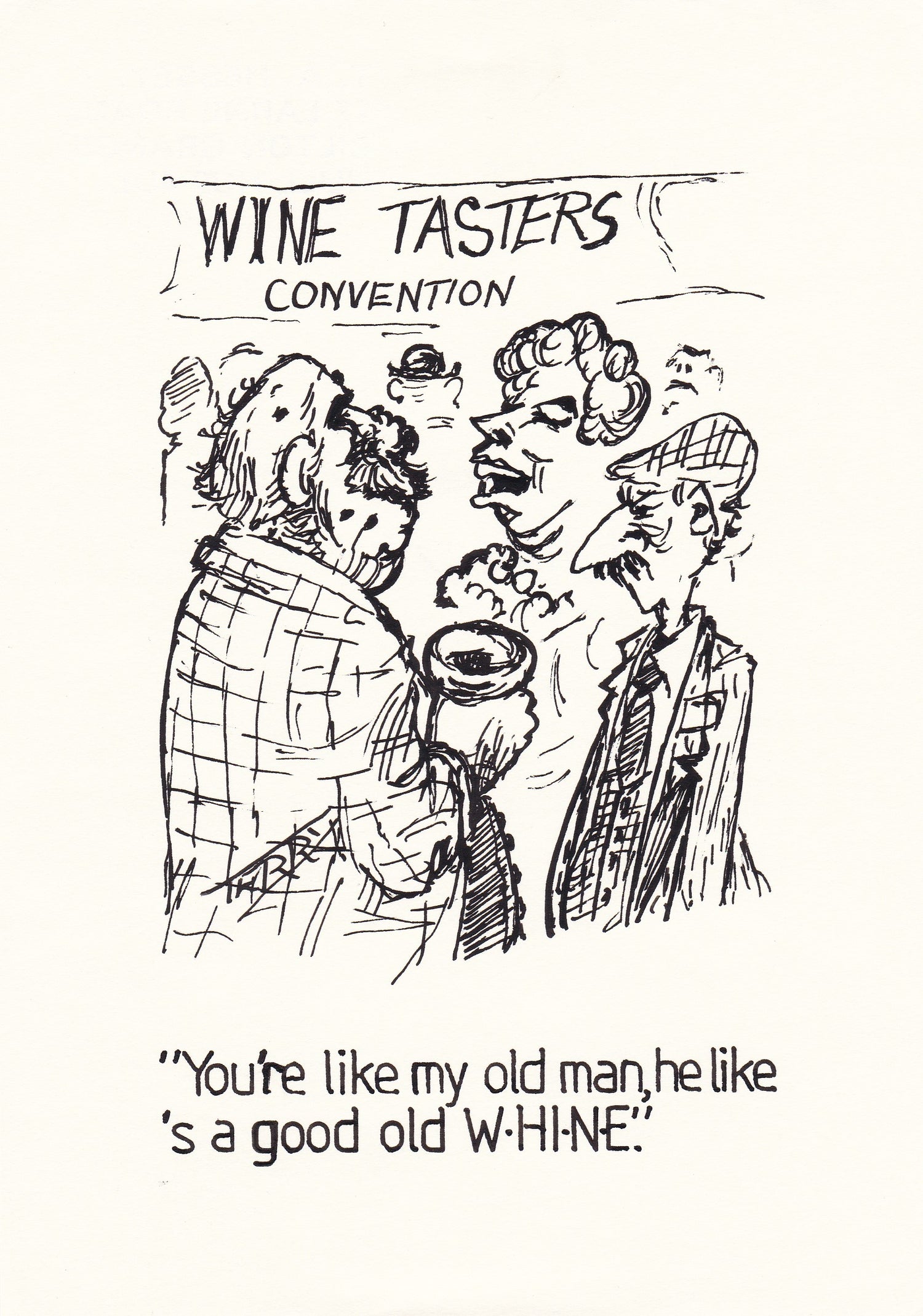 Old Wine. Original Hand Drawn Cartoon Drawing