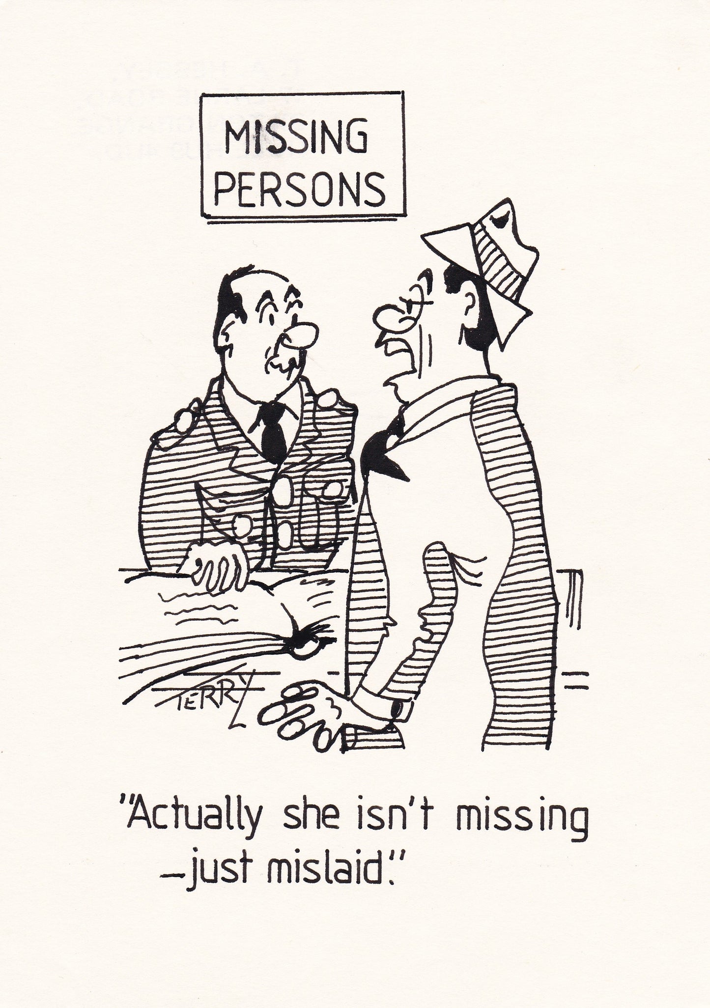 Is She Really Missing? Pay Original Hand Drawn Cartoon Drawing