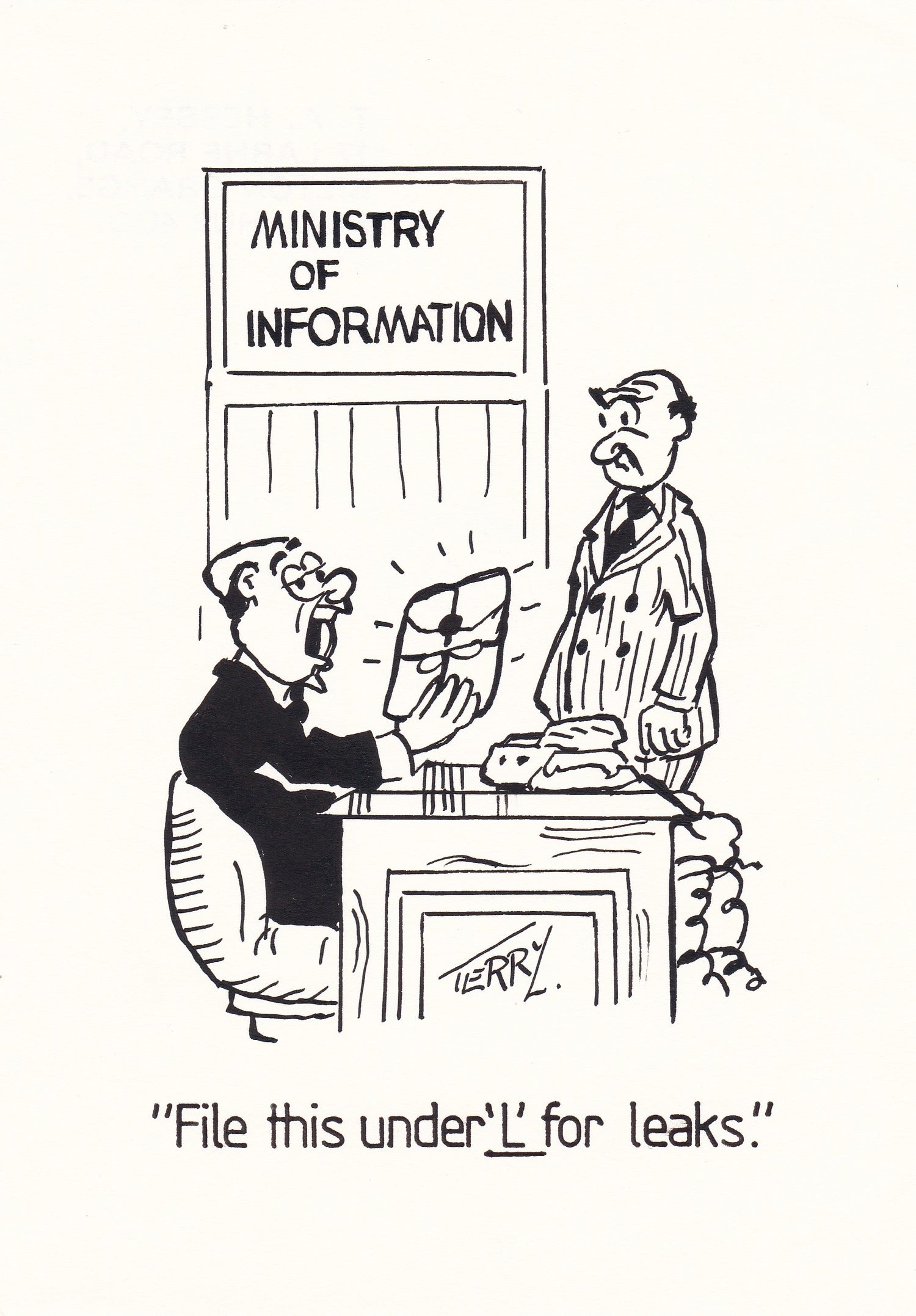 The Ministry. Original Hand Drawn Cartoon Drawing