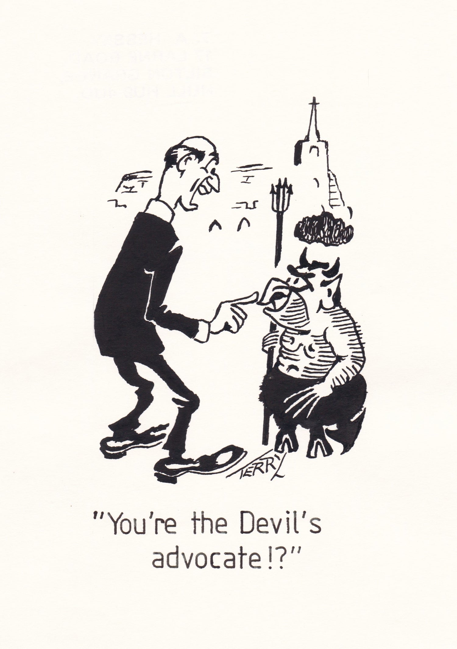 He's Got The Devil In Him. Original Hand Drawn Cartoon Drawing