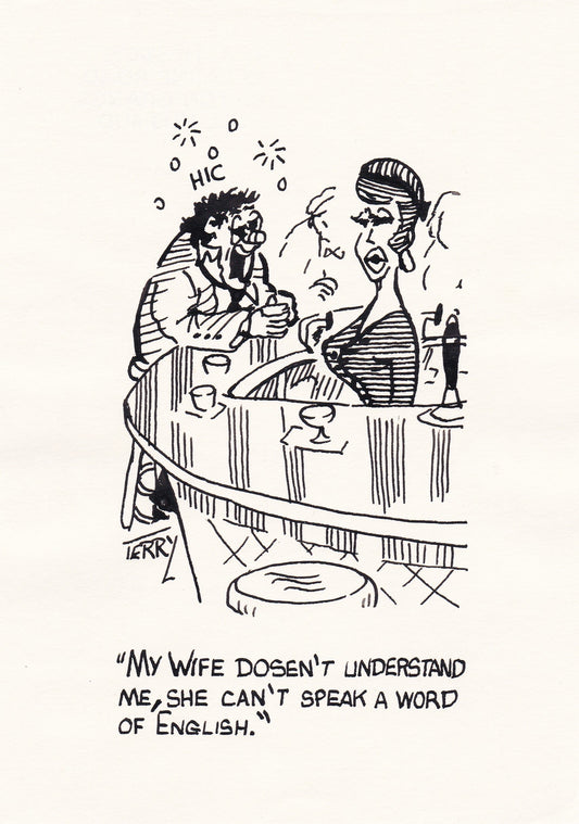 My Wife Doesn't Understand Me. Original Hand Drawn Cartoon Drawing