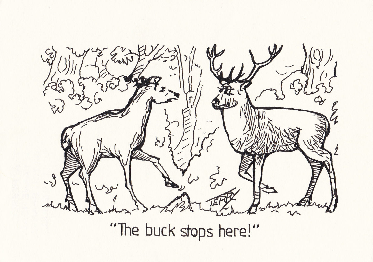 Don't Pass The Buck Original Hand Drawn Cartoon Drawing
