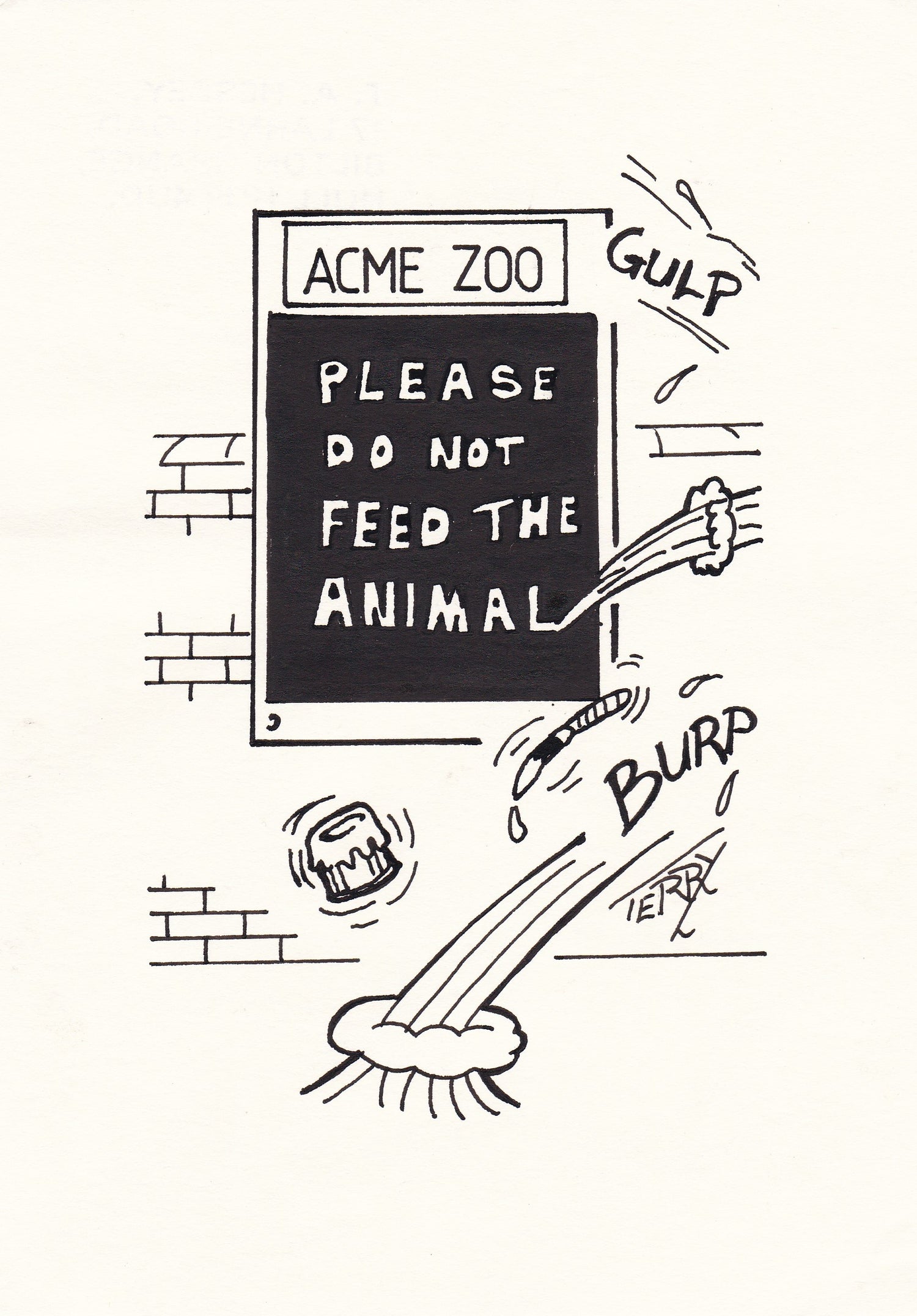 Don't Feed The Animals Hand Drawn Cartoon Drawing