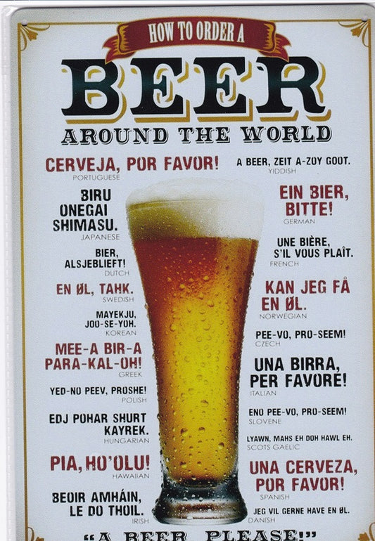 Beer Around The World Vintage Metal Sign