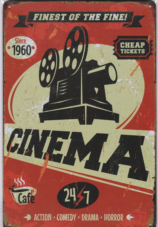 24/7 Cinema Vintage Metal Sign