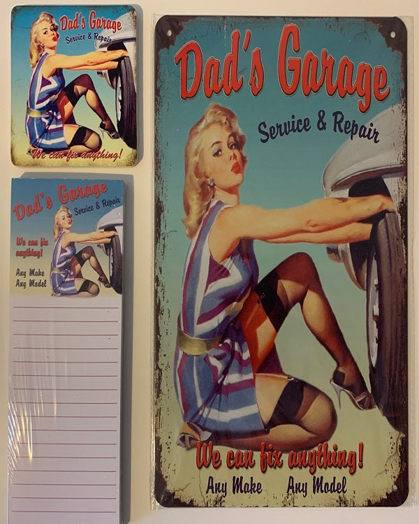 Dad's Garage Metal Sign Set