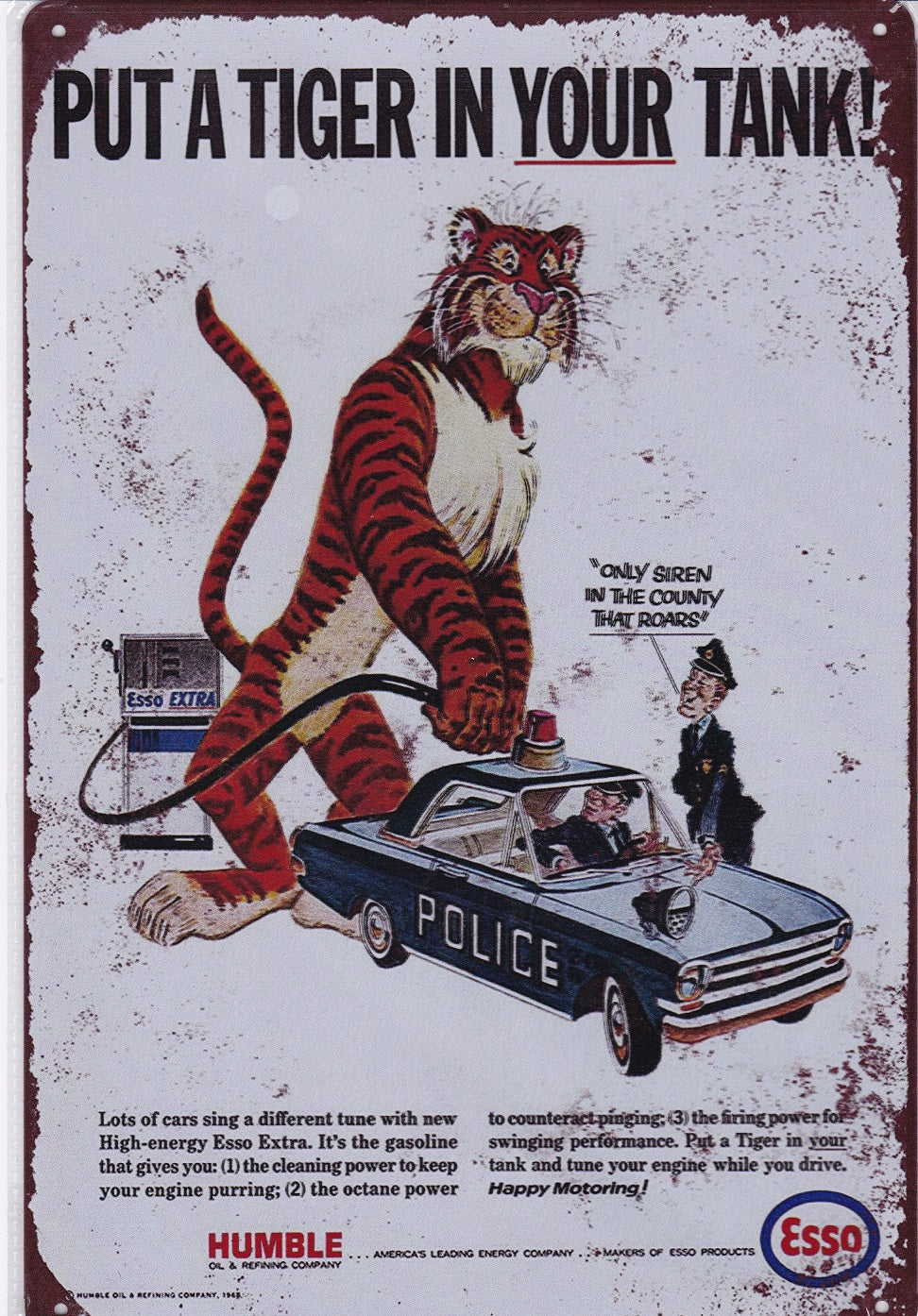 Esso Put A Tiger In Your Tank Vintage Metal Sign