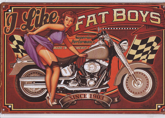 Fat Boys Motorcycles Vintage Metal Sign