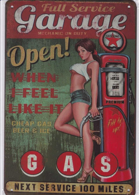 Gas and Garage Vintage Metal Sign