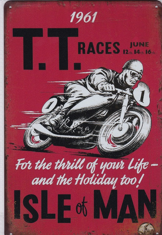 Isle of Man TT Races 1961 Vintage Metal Sign