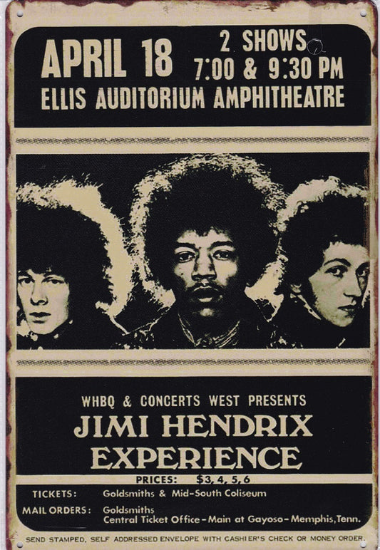 Jimi Hendrix Experience Vintage Metal Sign