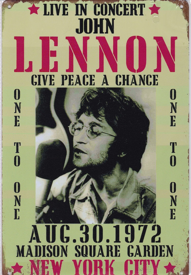 John Lennon at Madison Square Garden Vintage Metal Sign