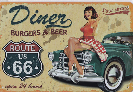 Last Chance Burgers and Beer Vintage Metal Sign