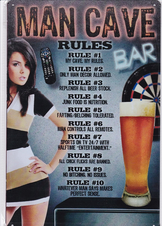 Rules for the Man Cave Vintage Metal Sign