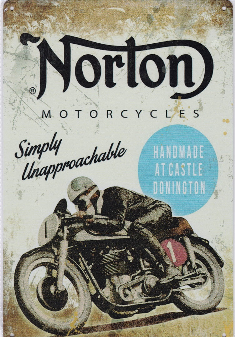 Norton - Handmade at Castle Donnington Vintage Metal Sign