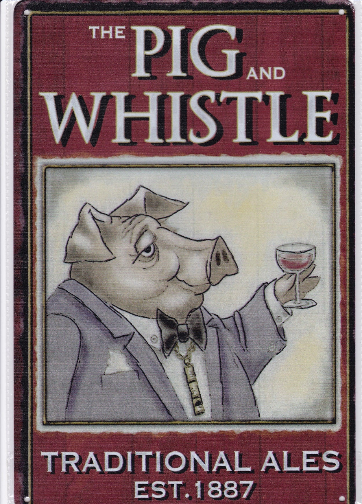 The Pig and Whistle Vintage Metal Sign