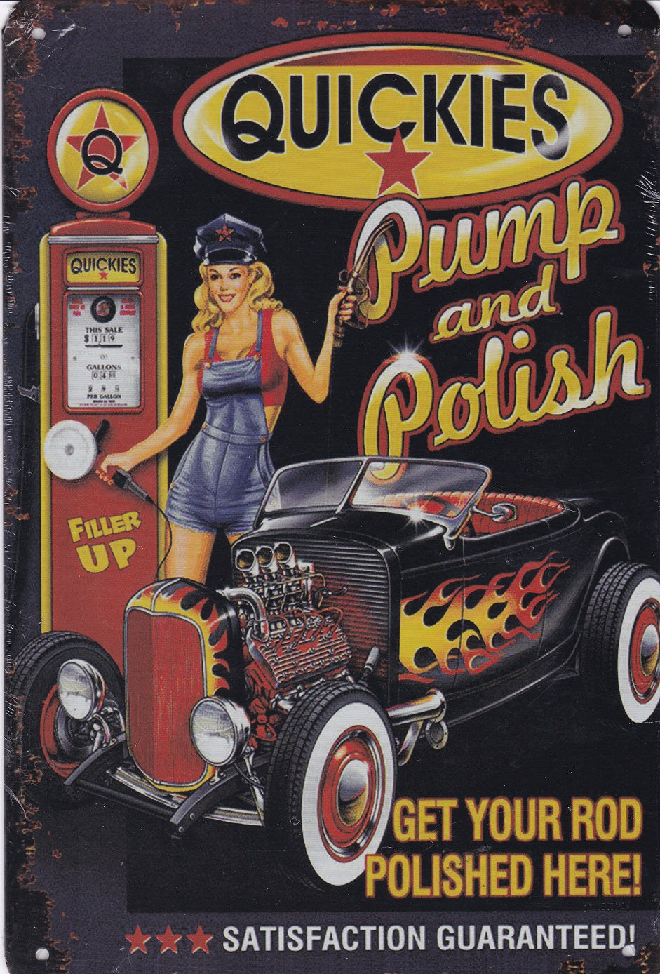 Quickies Pump and Polish Vintage Metal Sign