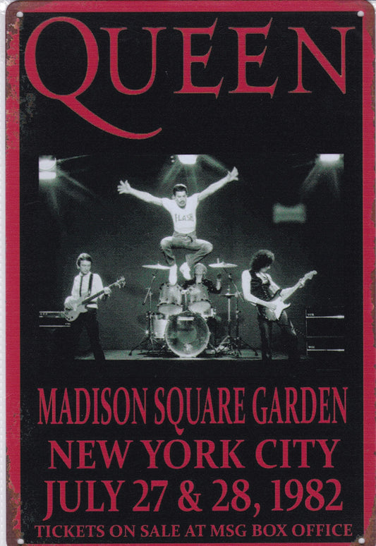 Queen at Maddison Square Garden Vintage Metal Sign