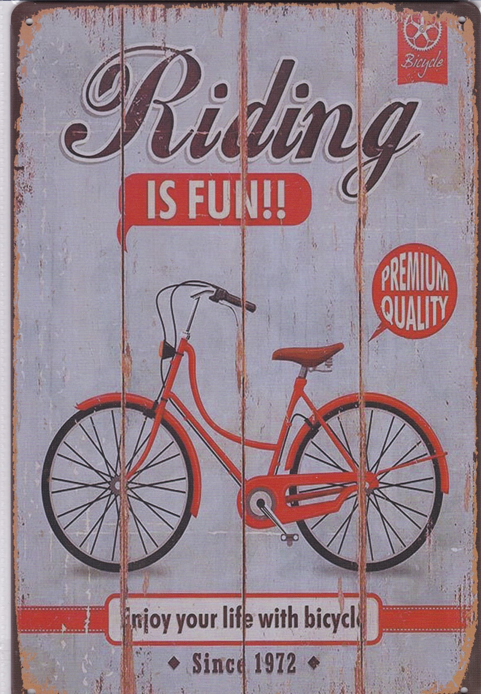 Bicycle Riding Is Fun Vintage Metal Sign
