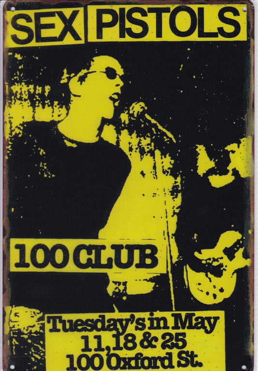 Sex Pistols at the 100 Club Vintage Metal Sign