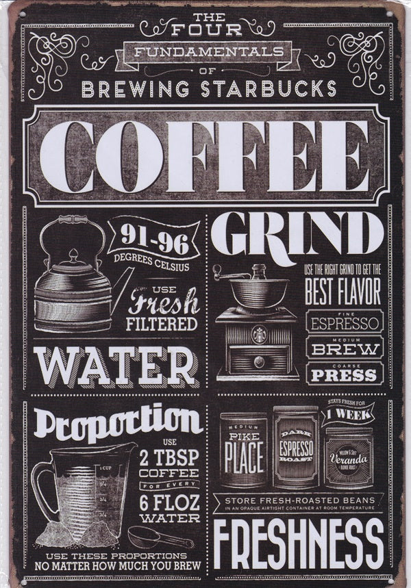 Starbucks Coffee Vintage Metal Sign
