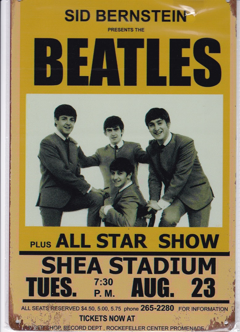 The Beatles at Shea Stadium Vintage Metal Sign