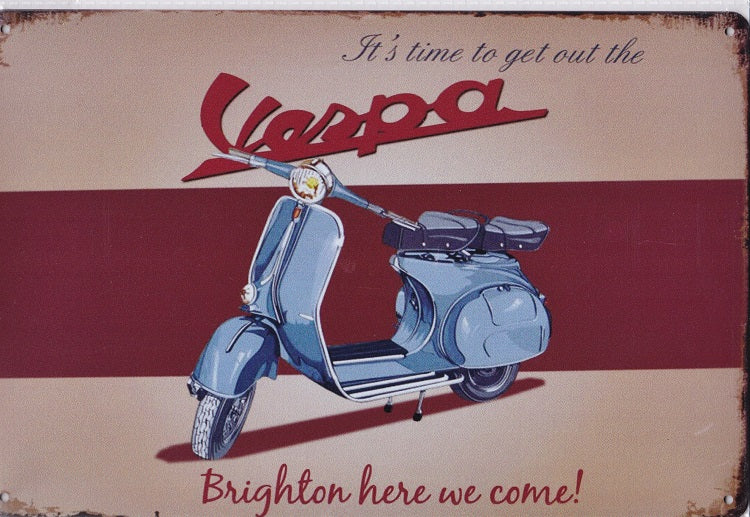 Vespa Brighton Run vintage metal sign